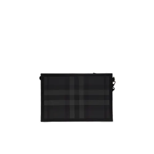 Burberry Frame Logo Plaque Checked Clutch Bag