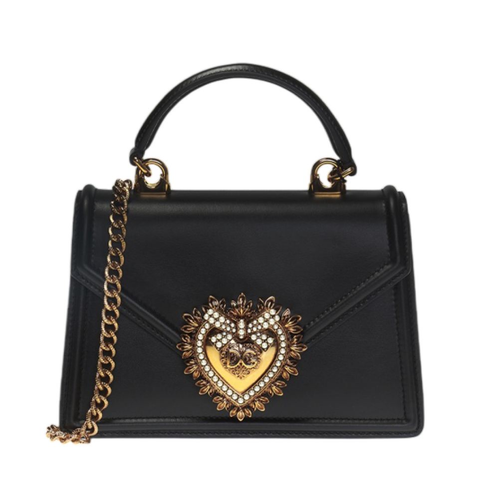 Dolce & Gabbana Foldover Top Small Satin Devotion Bag