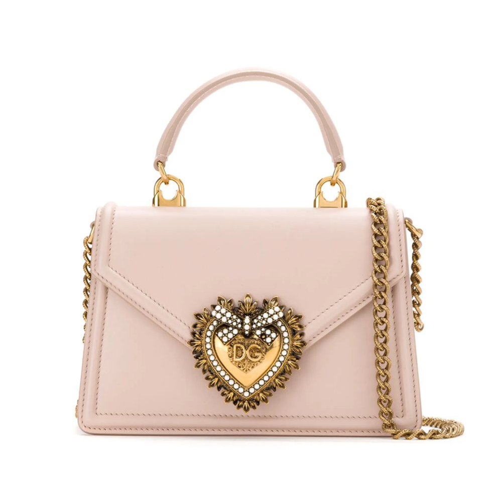 Dolce & Gabbana Foldover Top Small Satin Devotion Bag