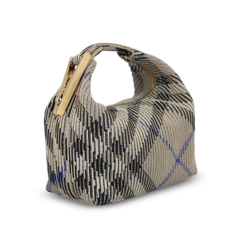 Burberry Mini Peg Checked Top Handle Bag
