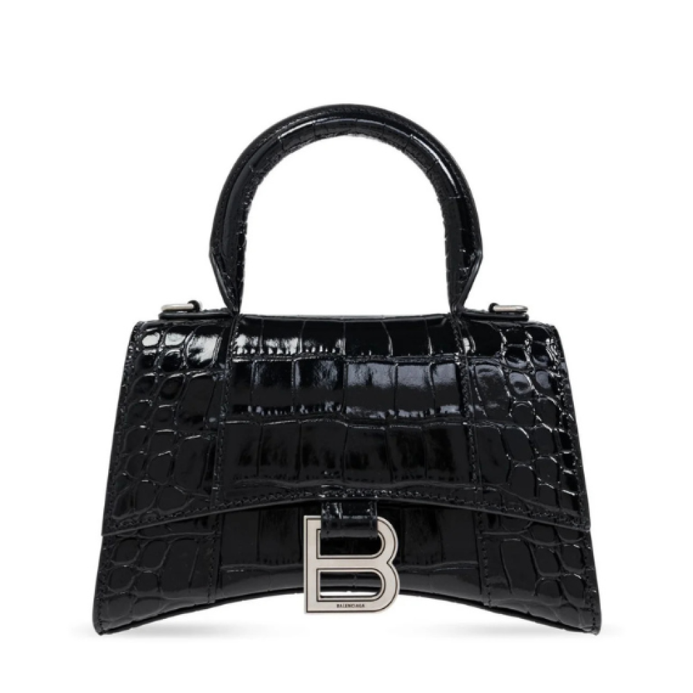 Balenciaga Hourglass XS Logo Plaque Tote Bag