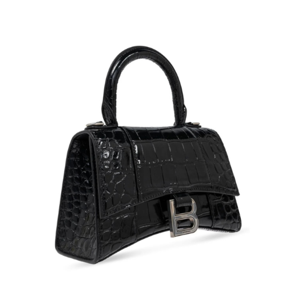 Balenciaga Hourglass XS Logo Plaque Tote Bag