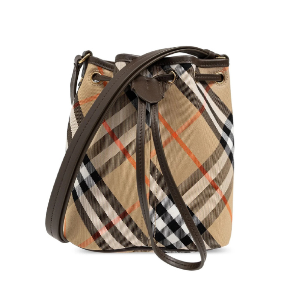 Burberry Checked Drawstring Bucket Bag