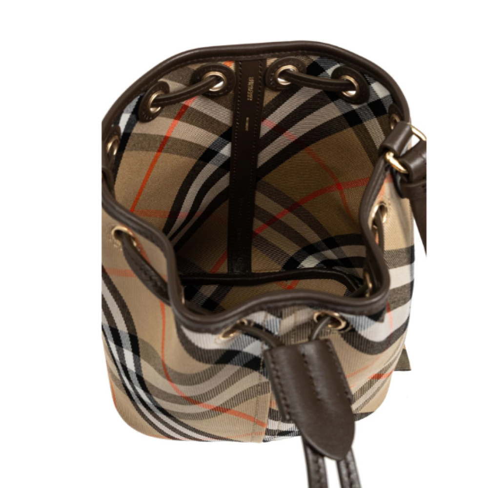 Burberry Checked Drawstring Bucket Bag