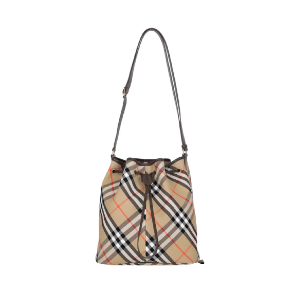Burberry Checked Drawstring Bucket Bag