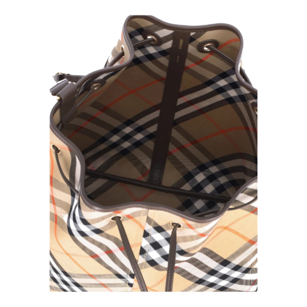 Burberry Checked Drawstring Bucket Bag