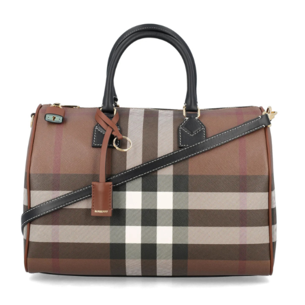 Burberry Checked Pattern Bowling Bag