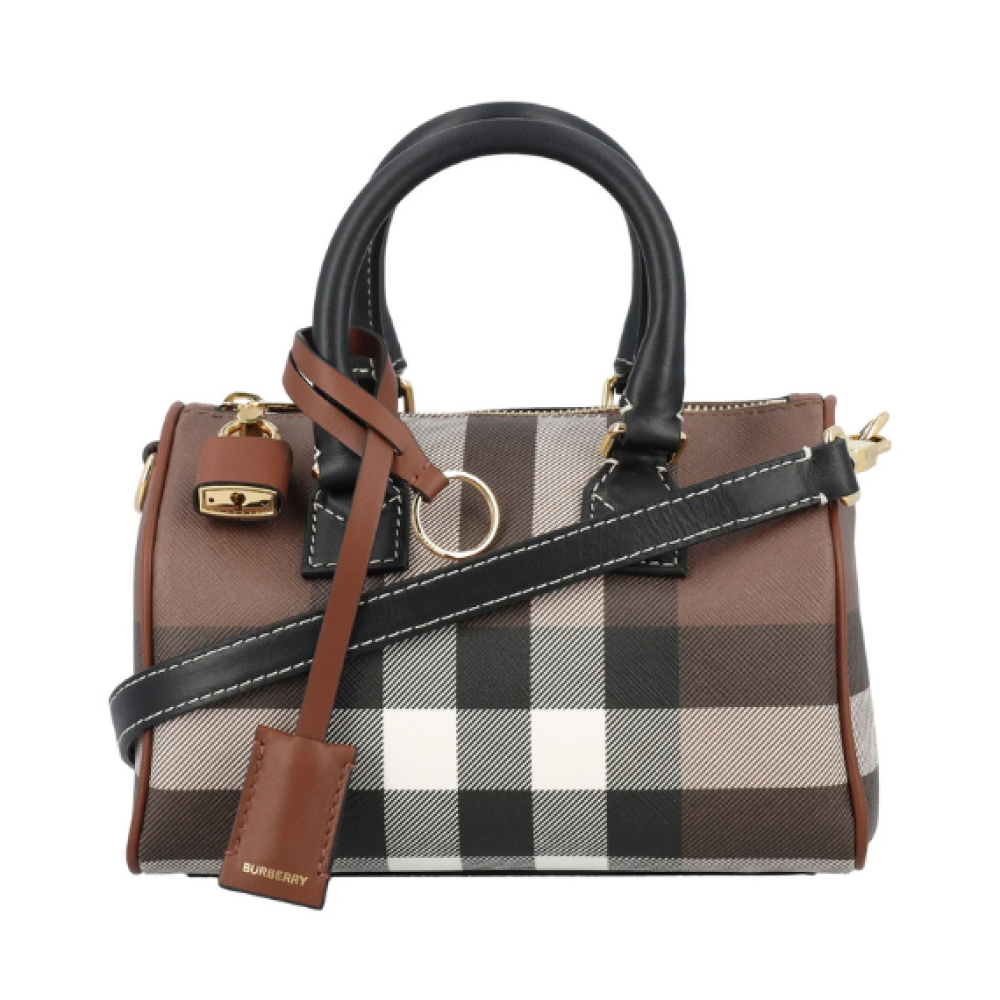 Burberry Checked Zipped Mini Tote Bag