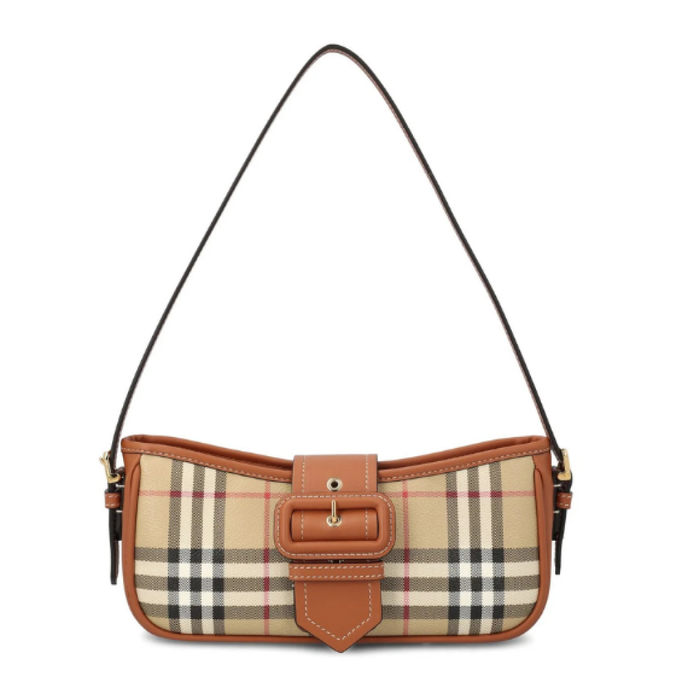 Burberry Check Printed Buckle-Detailed Shoulder Bag