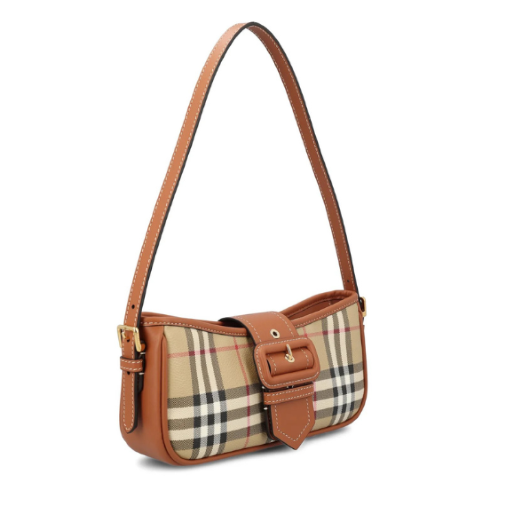 Burberry Check Printed Buckle-Detailed Shoulder Bag