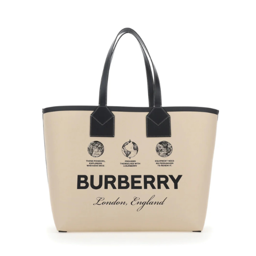 Burberry Logo Printed Large London Tote Bag