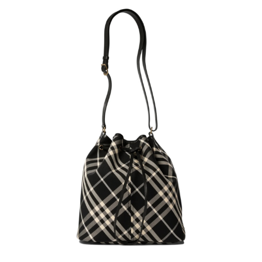 Burberry Medium Check Drawstring Bucket Bag