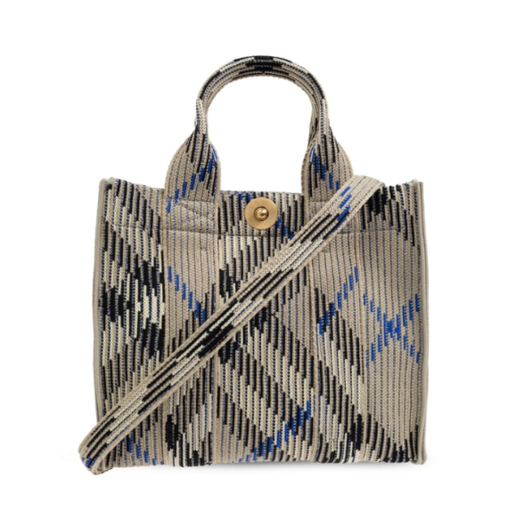  Burberry Mini Checked Knitted Top Handle Bag