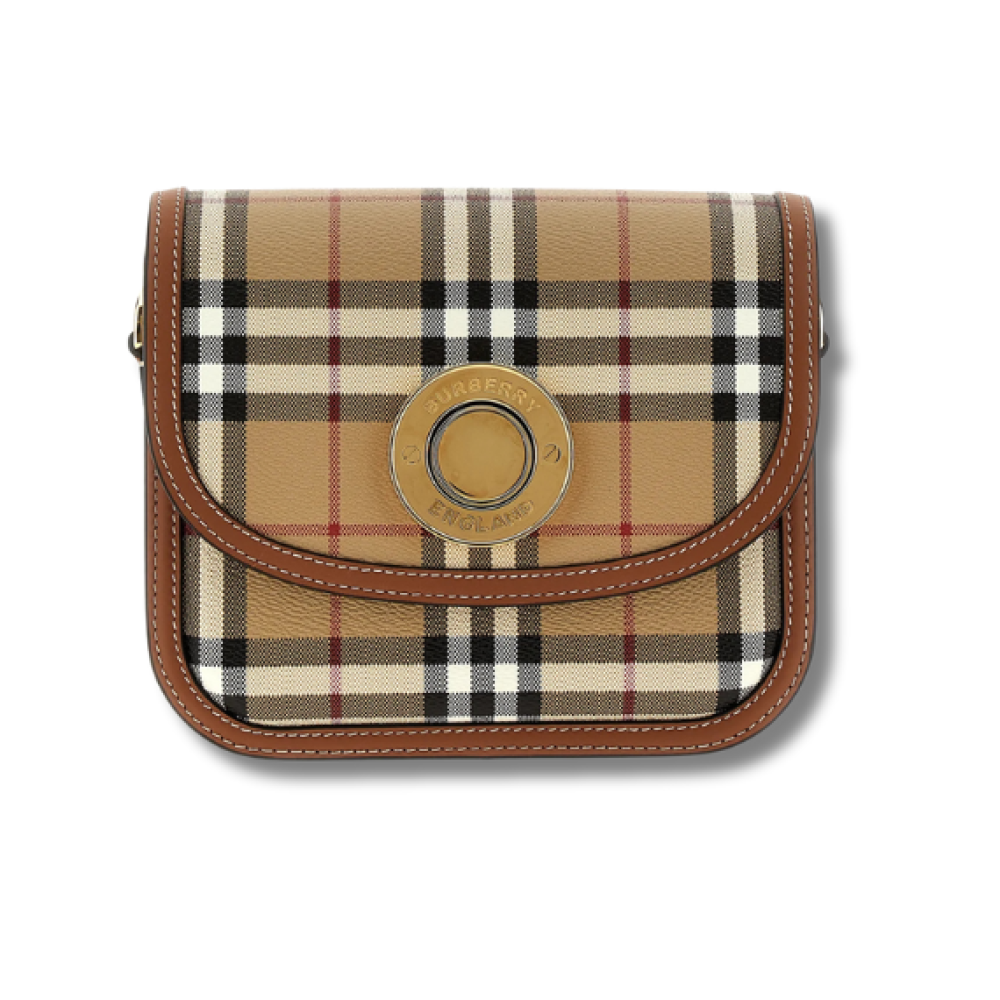Burberry Small Elizabeth Checked Foldover-Top Crossbody Bag