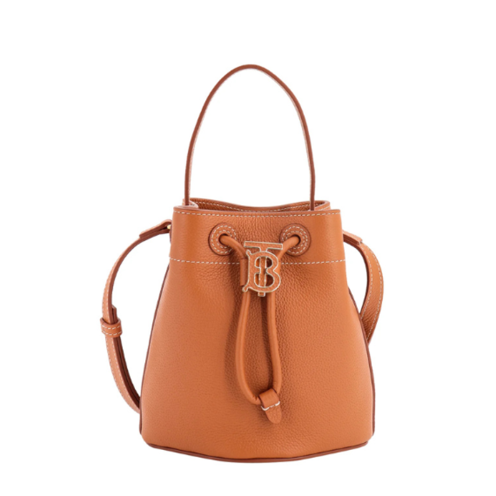 Burberry TB Monogram Plaque Drawstring Bucket Bag