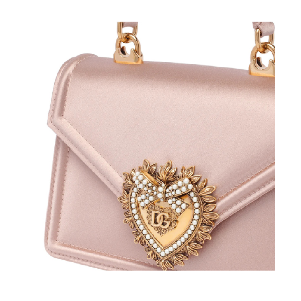 Dolce & Gabbana Foldover Top Small Satin Devotion Bag