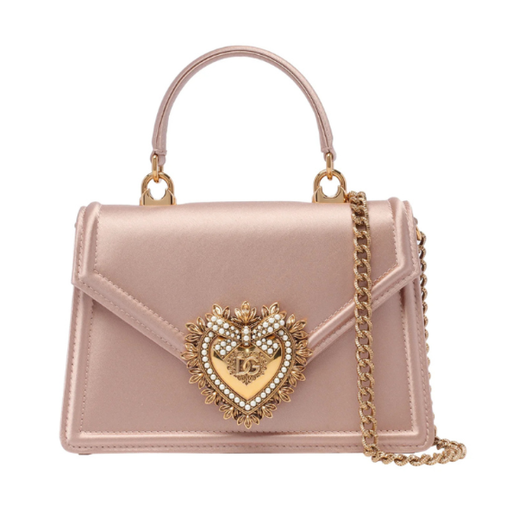 Dolce & Gabbana Foldover Top Small Satin Devotion Bag