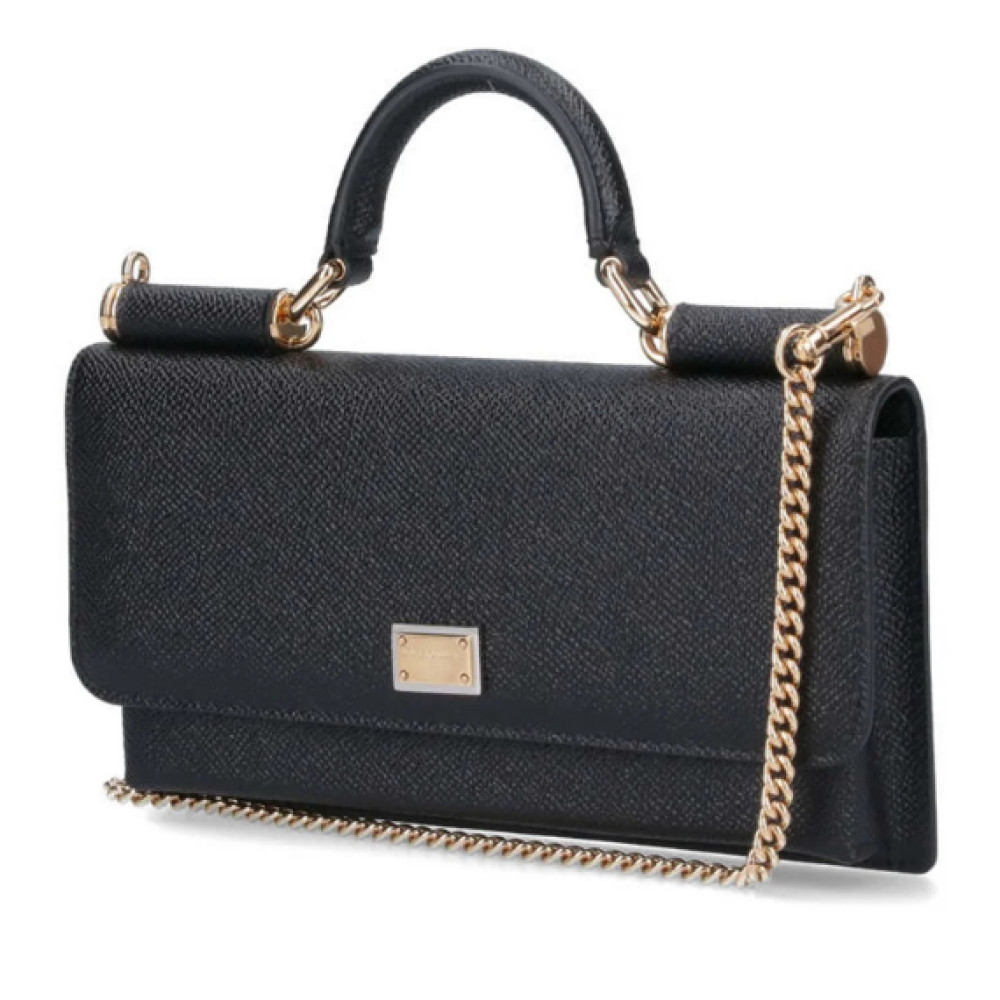 Dolce & Gabbana Logo Plaque Foldover Top Clutch Bag