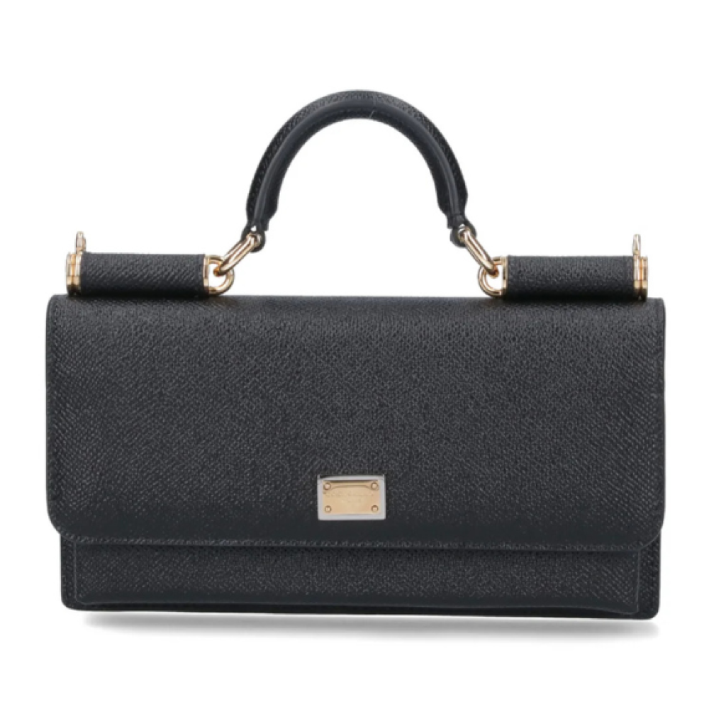 Dolce & Gabbana Logo Plaque Foldover Top Clutch Bag