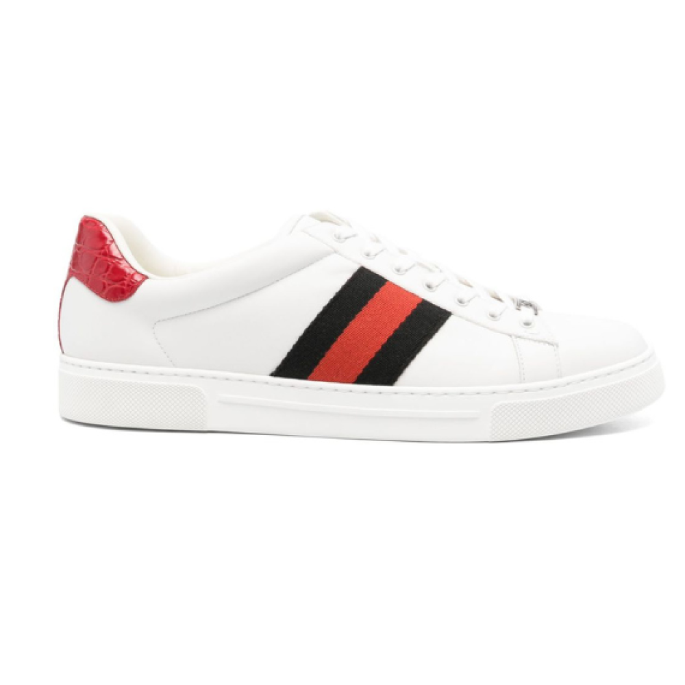 Gucci Ace web-trim leather sneakers