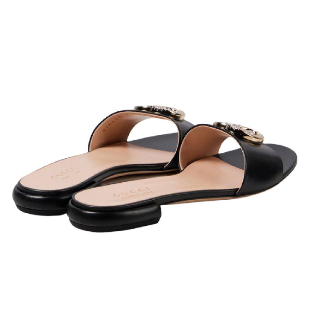 Gucci GG Crystal leather slides