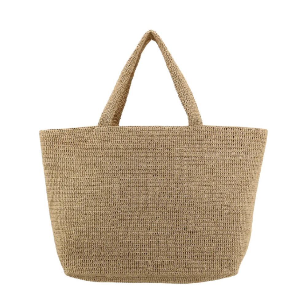 Saint Laurent Large Logo Embroidered Raffia Tote Bag