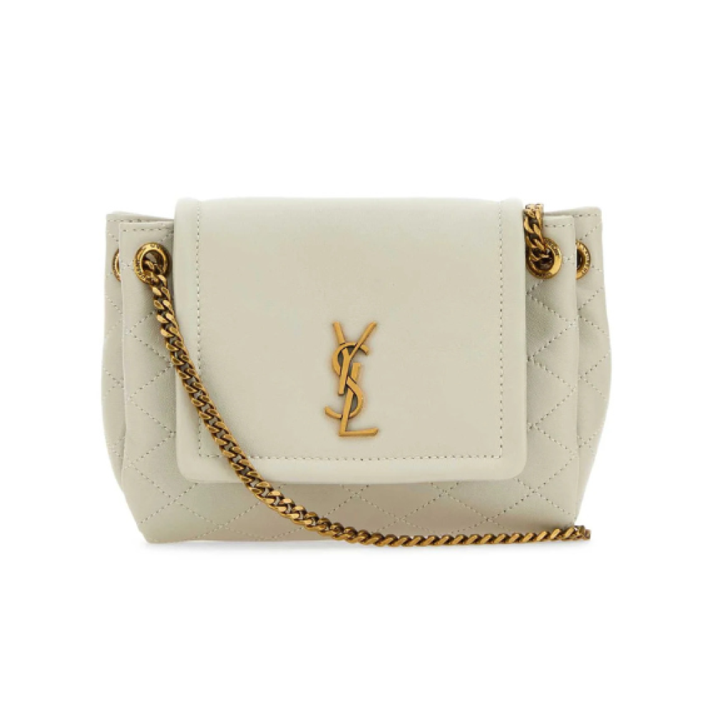 Saint Laurent Logo Plaque Fold-Over Mini Crossbody Bag