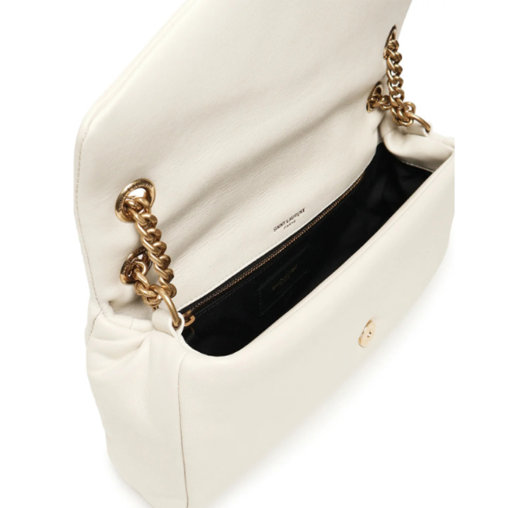 Saint Laurent Logo Plaque Foldover Top Shoulder Bag